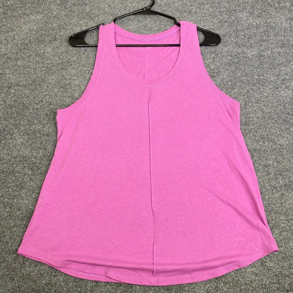 Alo Yoga Women Pink Relaxed Scoop Neck Center Seam Tank Top Sleeveless Shirt